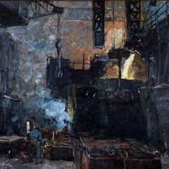 Leonhard Sandrock, Bereitstellung der Kokillen, o. J., Foto: Ludwig Rauch, Lizenz: Sabatier Galerie und Kunsthandel, Verden