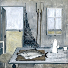 Ernst Schroeder, Fischerh&uuml;tte auf Usedom, 1956, &Ouml;l auf Pappe, Foto: BLMK, Lizenz: Nachlass Ernst Schroeder