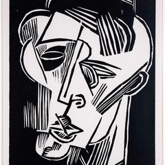 Conrad Felixm&uuml;ller, Der Dichter Walter Rheiner, 1917, Holzschnitt, Foto: Ludwig Rauch, Lizenz: VG Bild-Kunst, Bonn 2024