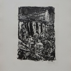 Bernhard Heisig, Blatt 20 zu Ludwig Renns Roman "Krieg", 1979, Lithografie, Foto: BLMK, Lizenz: VG Bild-Kunst, Bonn 2025