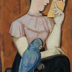 Wilhelm Lachnit, Lesende mit Papagei, 1957, &Ouml;l auf Hartfaser, Foto: Thomas Kl&auml;ber, Lizenz: Nachlass