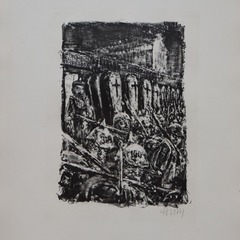 Bernhard Heisig, Blatt 20 zu Ludwig Renns Romen "Krieg", 1979, Lithografie, Foto: BLMK, Lizenz: VG Bild-Kunst, Bonn 2025