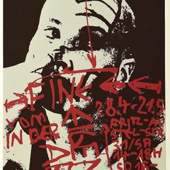 Hans Scheuerecker, Fine – Arbeiten von Dammbeck, Scheuerecker, Wieckhorst, Oehlmann, Zeyen, Reuter, Schlegel, EIGEN+ART, Leipzig, 1989, Siebdruck, Foto: BLMK, Lizenz: VG Bild-Kunst, Bonn 2025